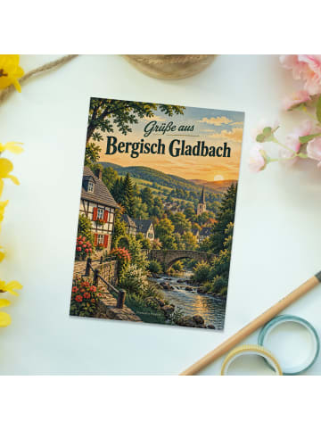 Ansichtskarte Landschaft nostalgisch Design mit... in Weiß