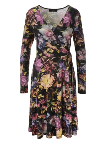 Jerseykleid in schwarz mit bunten Blumen