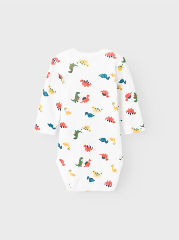 name it 2er Pack Baby Bodys "Dino" in Weiß