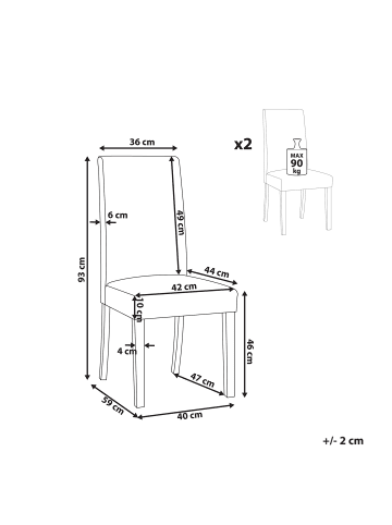 Beliani 2er-Set Esszimmerstuhl BROADWAY in Braun