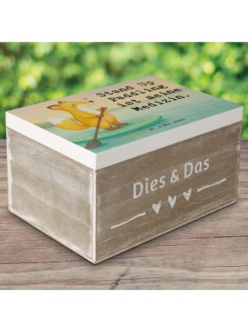 Mr. & Mrs. Panda Holzbox Fuchs Stand Up Paddling Design mit Spruch in Weiß