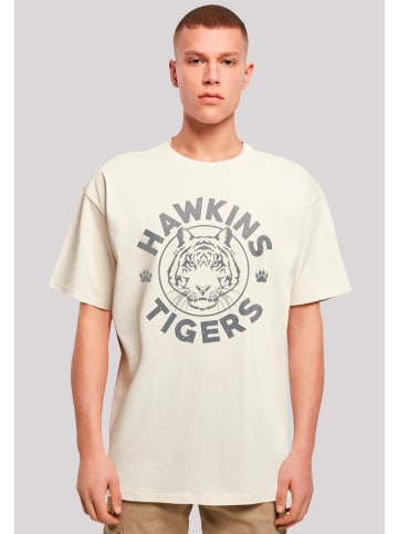 F4NT4STIC Oversize T-Shirt Stranger Things Hawkins Grey Tiger in sand