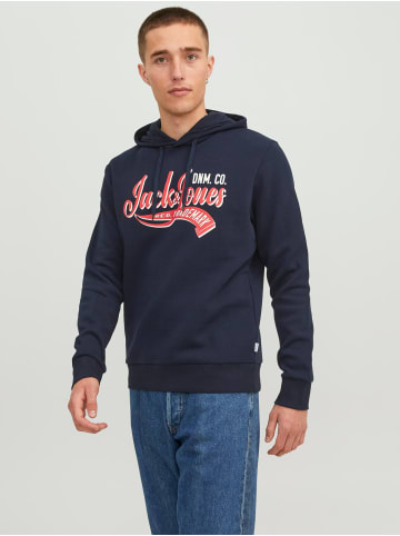 Jack & Jones Kapuzenpullover Sweater mit Print JJELOGO in Navy