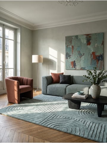KADIMA DESIGN Teppich Wolle Handgetuftet LEVEN Skandinavisch Geometrisch Modern in Türkis
