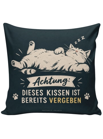 Mr. & Mrs. Panda Dekokissen Katze liegend Design mit Spruch in Weiß