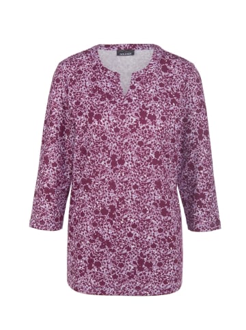 GOLDNER Kurzgröße: Printshirt mit Blumenmuster in aubergine / flieder / gemustert