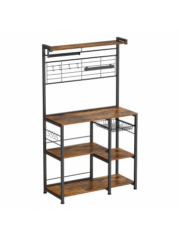 VASAGLE Kücheninsel Barnet in Vintagebraun-Schwarz - (B)90 x (H)167 x (T)42 cm