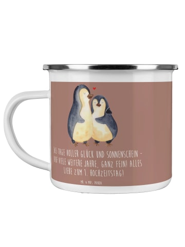 Mr. & Mrs. Panda Kaffeetasse 1. Hochzeitstag Papierhochzeit mit ... in Braun Pastell