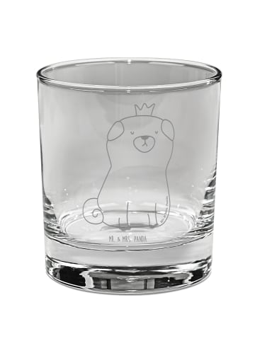 Mr. & Mrs. Panda Whiskey Glas Mops Krone ohne Spruch in Transparent