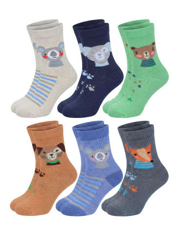 TupTam Kinder Socken Mädchen Jungen Bunt Gemustert 6er Pack in braun/grün