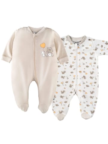Jacky Schlafanzug Einteiler - 2er Pack - Lovely in beige,weiss