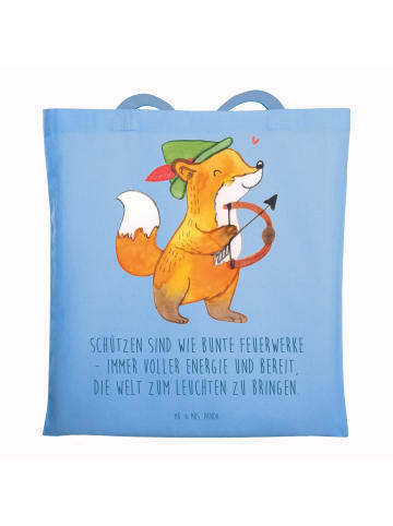 Mr. & Mrs. Panda Tote Bag Schütze Astrologie mit Spruch in Sky Blue