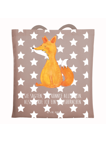 Mr. & Mrs. Panda Schultasche Einhorn Fuchs mit Spruch in Braun Pastell