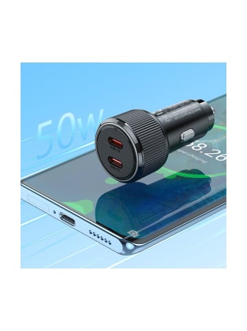HOCO Autoladegerät NZ14B 50W 2x USB-C PD QC Schnellladung