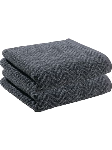 REDBEST Frottier, Jacquard Duschtuch 2er-Pack Palmdale in anthrazit