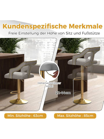 COSTWAY 2er Set Barhocker 46 x 42 x 63-85 cm in Gold