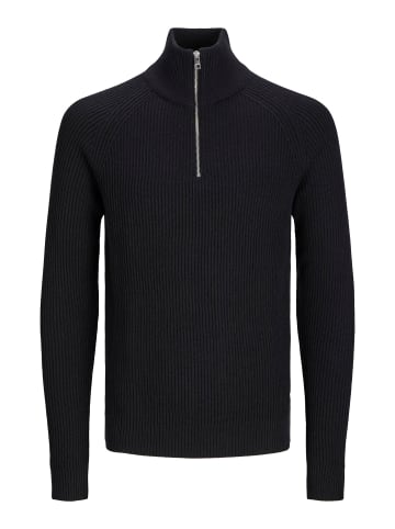 JACK & JONES PLUS Strickjacke mit Viertelreißverschluss in Black