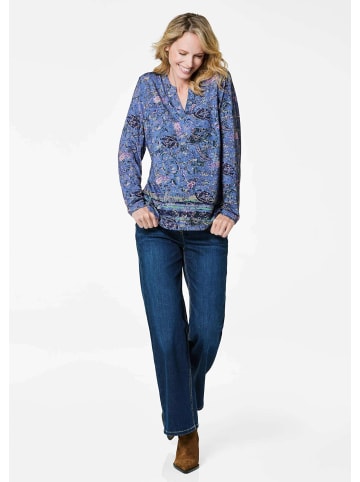 GOLDNER Kurzgröße:  Elegantes Blusenshirt, Paisley-Design in blau / gemustert