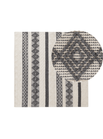 Beliani Kurzflor DAVUTLAR in Grau/Beige - (W) 200 x (H) 1 x (L) 200 cm