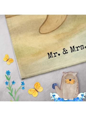 Mr. & Mrs. Panda Handtuch Otter Bauch Design mit Spruch in Weiß