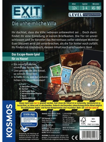 Franckh-Kosmos EXIT - Die unheimliche Villa | Exit - Das Spiel für 1 - 4 Spieler