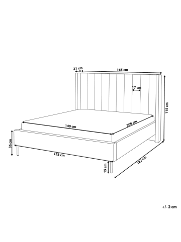 Beliani Doppelbett VILLETTE in Beige/Schwarz - (W) 166 x (H) 115 x (L) 220 cm