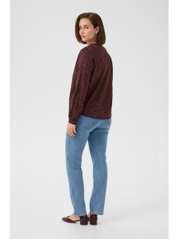 Kaffe Langarm-Bluse KAbeathe Regular fit in Fudge/Black Flower Print