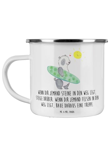 Mr. & Mrs. Panda Camping Emaille Tasse Stolpersteine im Alltag m... in Weiß