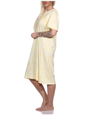 NORMANN kurzarm Nachthemd Design Knopfleiste am Hals - 79237 in vanille