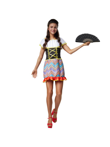 tectake Farbenfrohes Kurzkleid mit Carmen-Ausschnitt, bunt