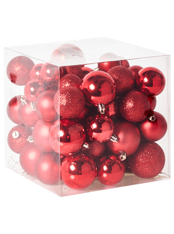 Beliani 60er-Set Weihnachtsbaumkugeln TYIN in Rot