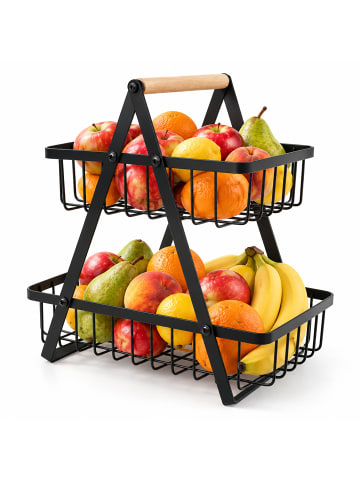 relaxdays Obst Etagere in Schwarz - (B)27 (H)29 x (T)17 cm