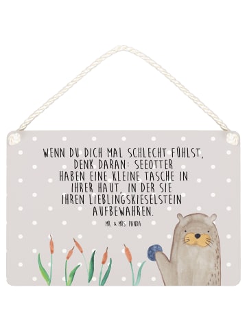 Mr. & Mrs. Panda Schild Otter Stein mit Spruch in Grau Pastell