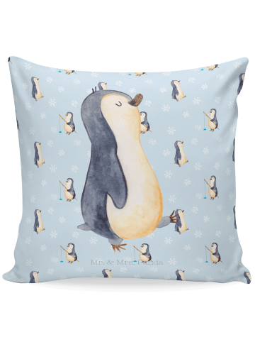 Mr. & Mrs. Panda Sofakissen Pinguin mHerzieren ohne Spruch in Blau