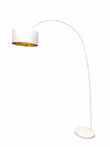 SalesFever Bogenlampe 1-flammig Metallgestell und Stoffschirm Ø 40 cm in Weiß