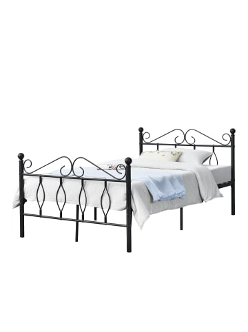 en.casa Metallbett Apolda in Schwarz (B)120cm