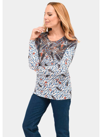 GOLDNER Pullover Druckpullover mit ornamentalem Druck in stein / gemustert