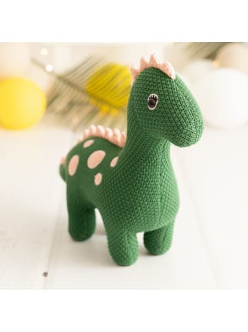 Crochetts Mini Dinosaurier-Kuscheltier in Grün und Rosa – (B)50 x (H)40 x (T)14 cm