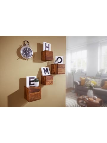 FineBuy Wandregal in Braun / Sheesham / 25x25x25