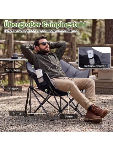 COSTWAY Campingstuhl Faltbar XXL 227KG Belastbar in Grau