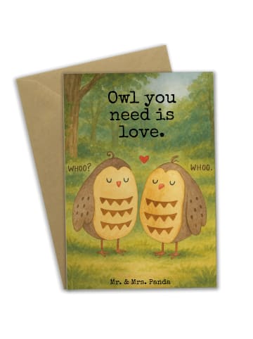 Mr. & Mrs. Panda Grußkarte Eulen Liebe Design mit Spruch in Weiß