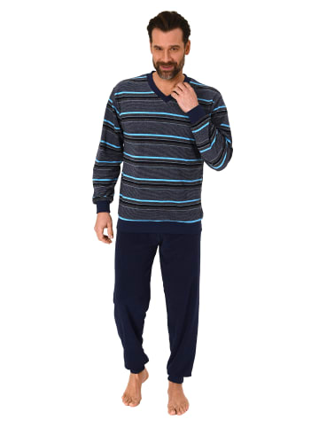 NORMANN Schlafanzug Bündchen Frottee - 81395 in blau