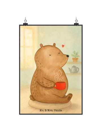 Mr. & Mrs. Panda Poster Bär Morgenkaffee Design ohne Spruch in Weiß