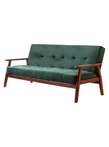 SalesFever Sofa 3-Sitzer mit Relax- und Schlaffunktion und Bezug aus Samt in Tannengrün