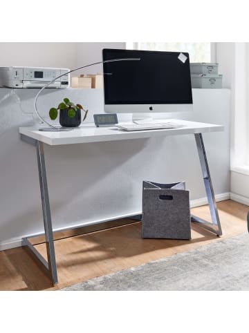 KADIMA DESIGN Schreibtisch 120x55x76 cm Hochglanz / Silber PC-Tisch mit