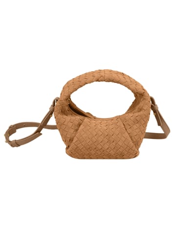 Les Visionnaires Greta mini weave Handtasche Leder 20 cm golden brown - caramel