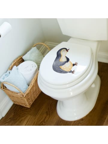 Mr. & Mrs. Panda Motiv WC Sitz Pinguin Lachen ohne Spruch in Weiß