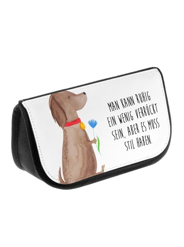Mr. & Mrs. Panda Beauty Bag Hund Blume mit Spruch in Weiß