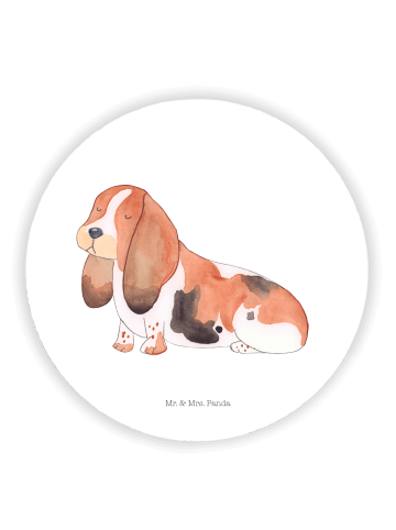 Mr. & Mrs. Panda Rund Magnet Hund Basset Hound ohne Spruch in Weiß