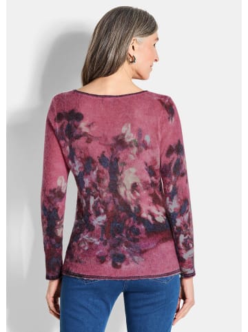 GOLDNER Wollpullover floral, U-Boot-Ausschnitt in pink / bunt / gemustert